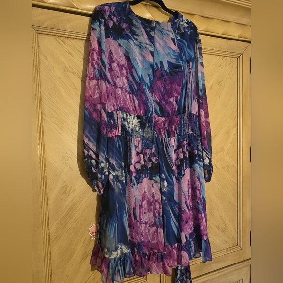 Bleecker 126 Faux Wrap Dress . Size 22 W. Purple/ Pink/ Blue/ White - Picture 9 of 16